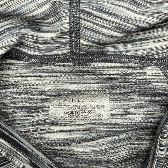 Athleta Womens XL Black White Gray Stripe Yoga Full Zip Fitted Hoodie Jacket - Picture 3 of 6